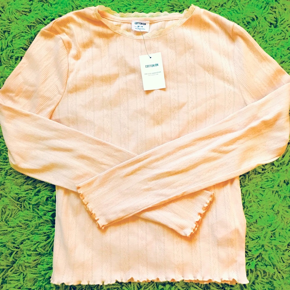 New CottonOn Pointelle Blush Pink Long Sleeve M